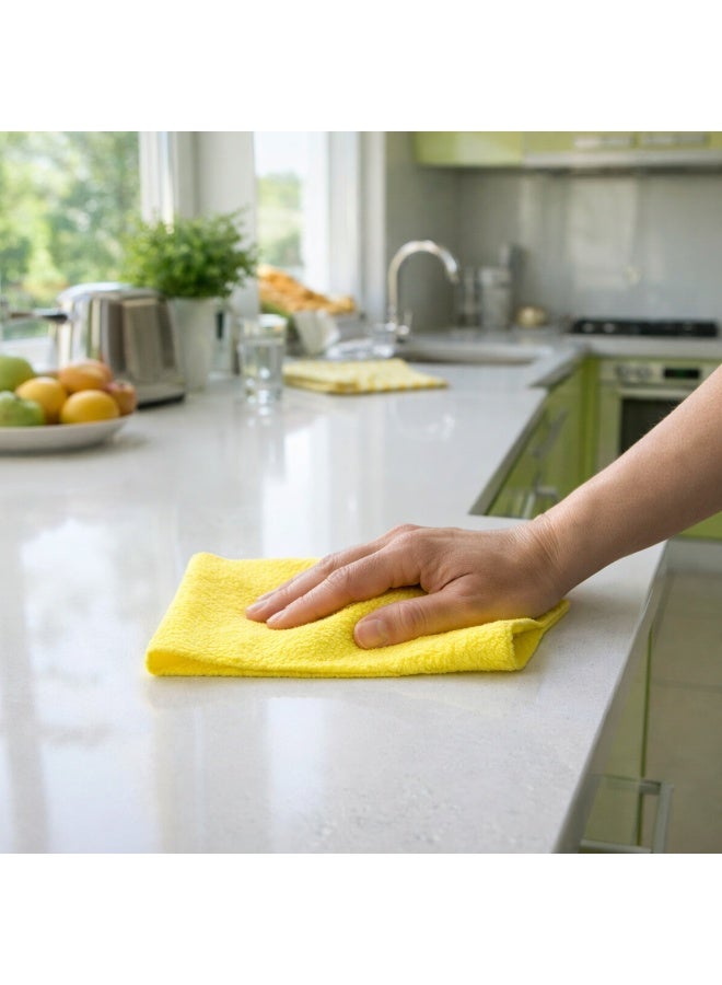 Titiz Economic Cleaning Cloth for All Surfaces, Microfiber Sponge Wiping Towel, Super Absorbent Non Scratch Household Cloth, 30 x 30 Centimeter, Pack of 3, Yellow - Image 2